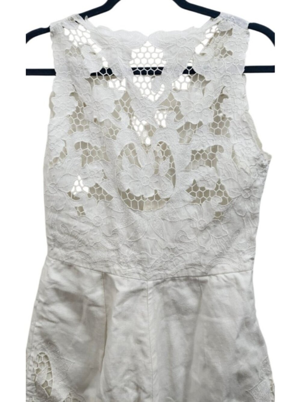 Zimmermann White Linen Lace Romper Playsuit Size 0 /US 4 Floral Embroidered Boho - Picture 6 of 15